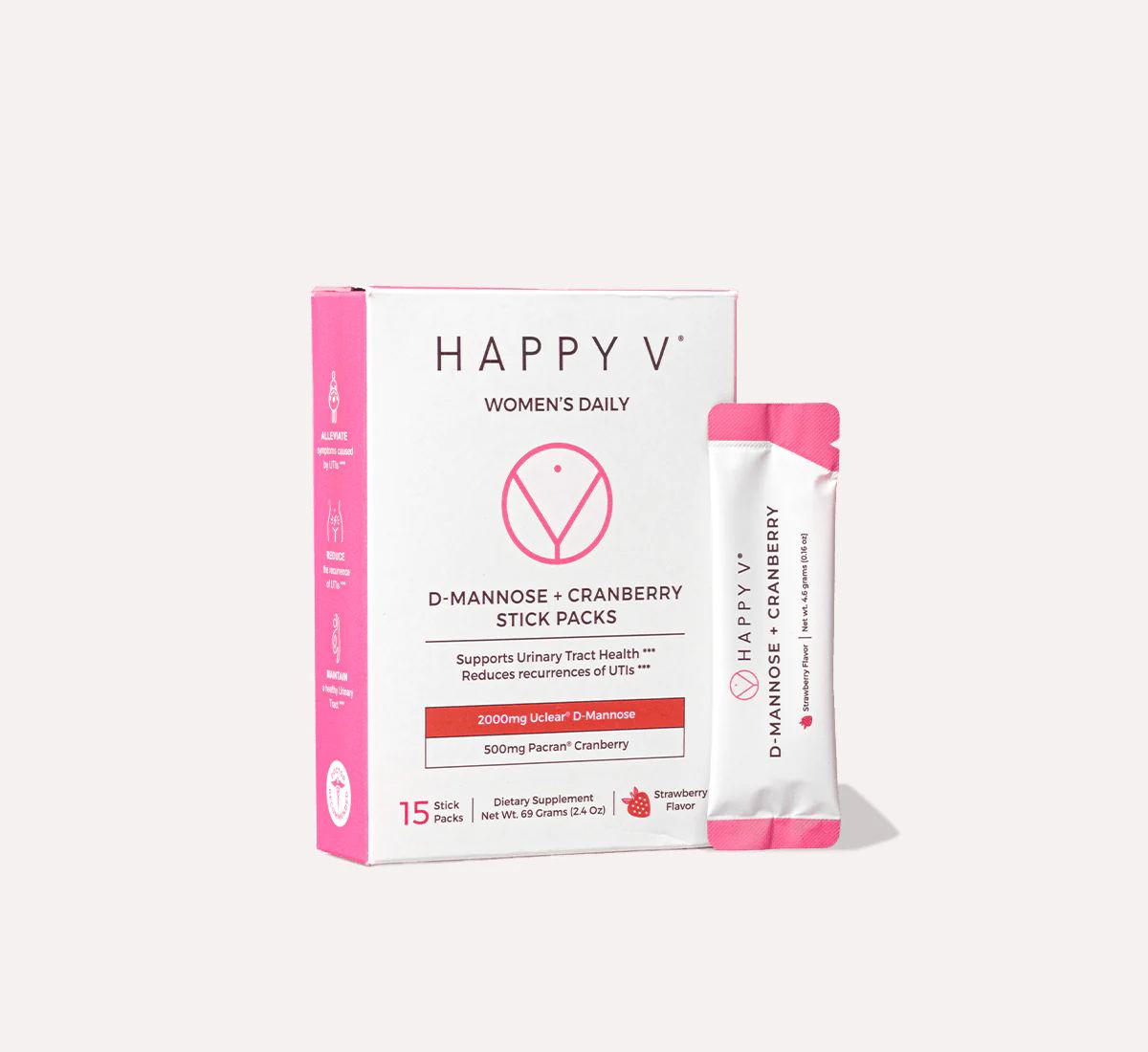 Happy V D-Mannose plus Cranberry stick packs