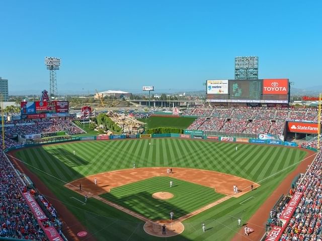 Daytime baseball at Angel Stadium
