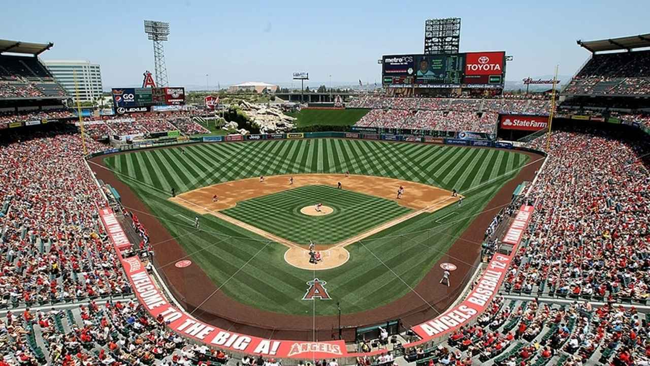 Baseball field at Angel Stadium