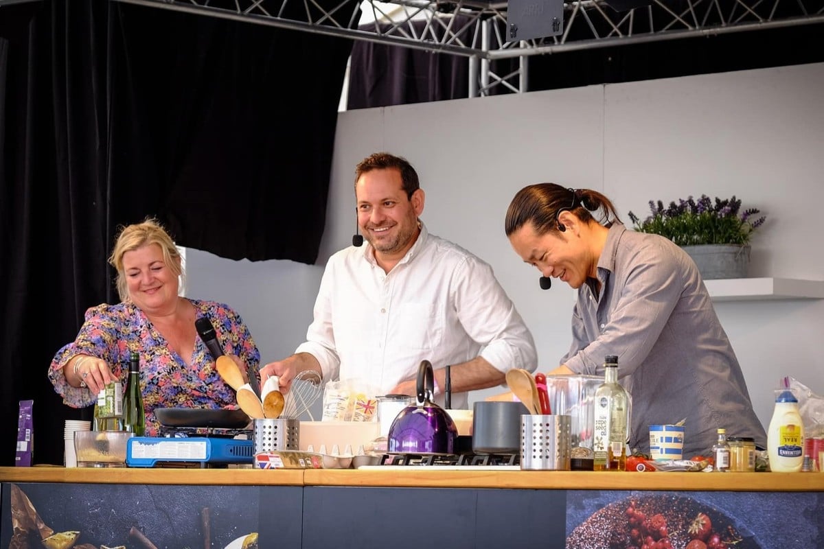 Chefs doing a cooking demonstration at Thame Food Festival