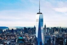 Vue panoramique de Lower Manhattan depuis One World Observatory