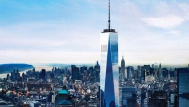 Vue panoramique de Lower Manhattan depuis One World Observatory