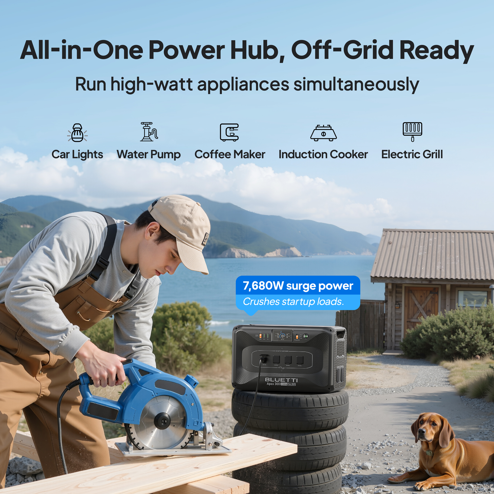 Side view of the BLUETTI Apex 300 power station