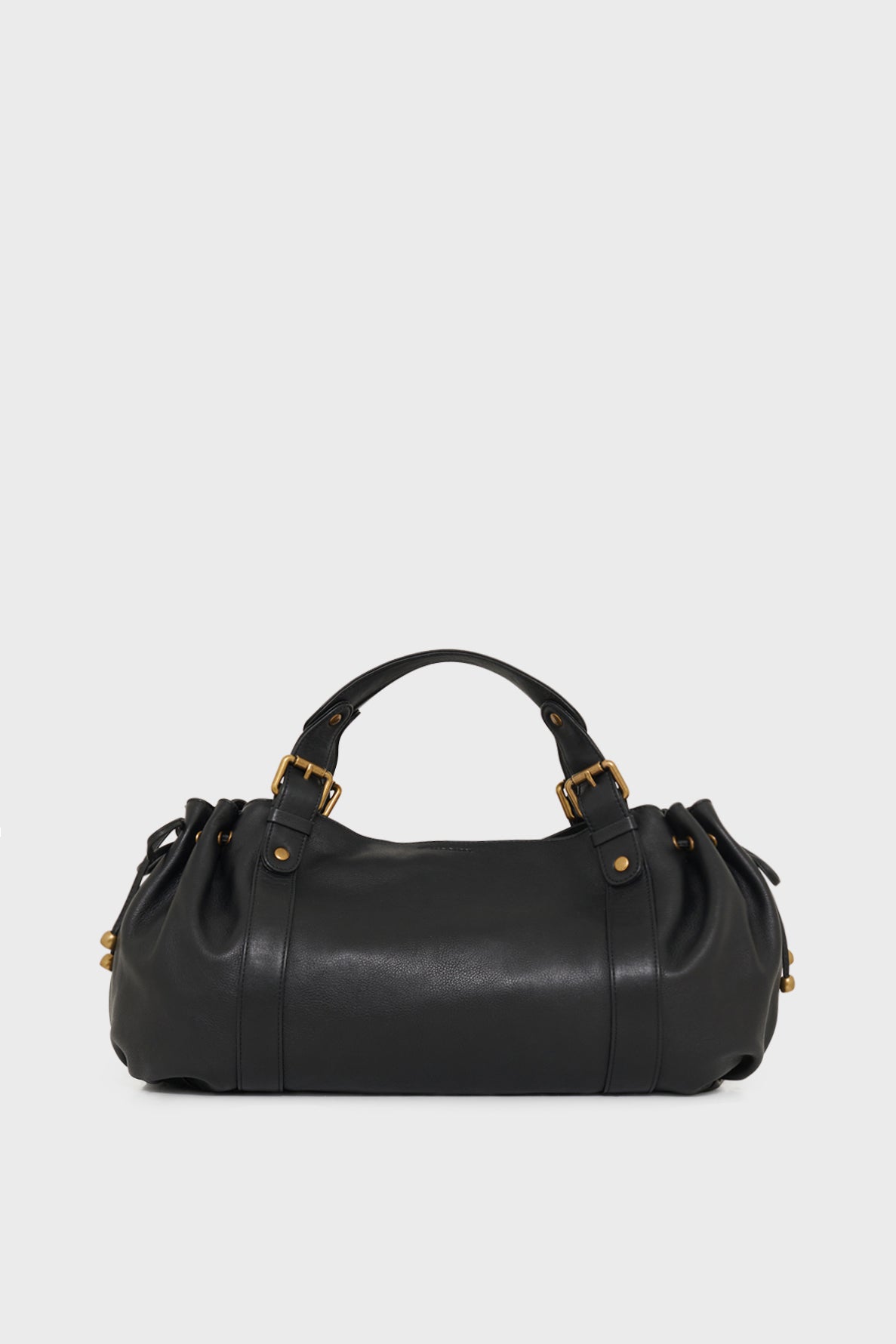 Sac 24H Gerard Darel en cuir noir avec poignées et détails dorés