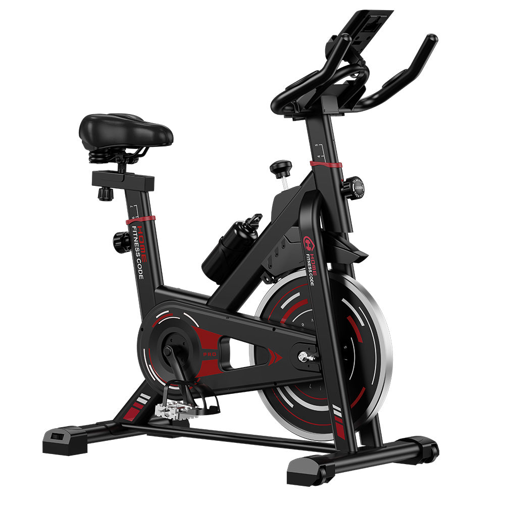 Home Fitness Code exercise bike with a padded seat