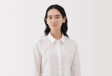 MUJI women's washed broad cotton shirt shown as a single product