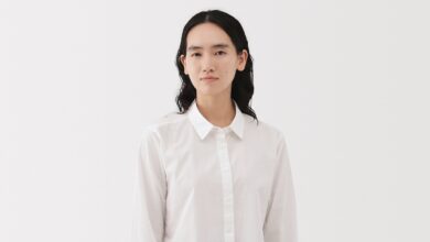 MUJI women's washed broad cotton shirt shown as a single product