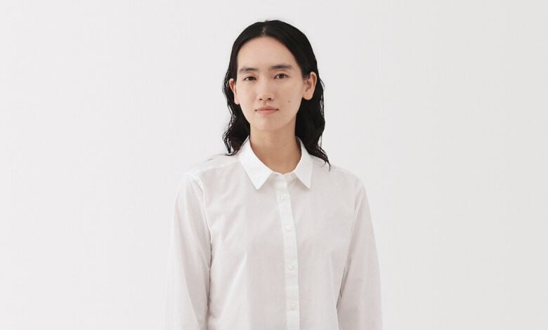 MUJI women's washed broad cotton shirt shown as a single product