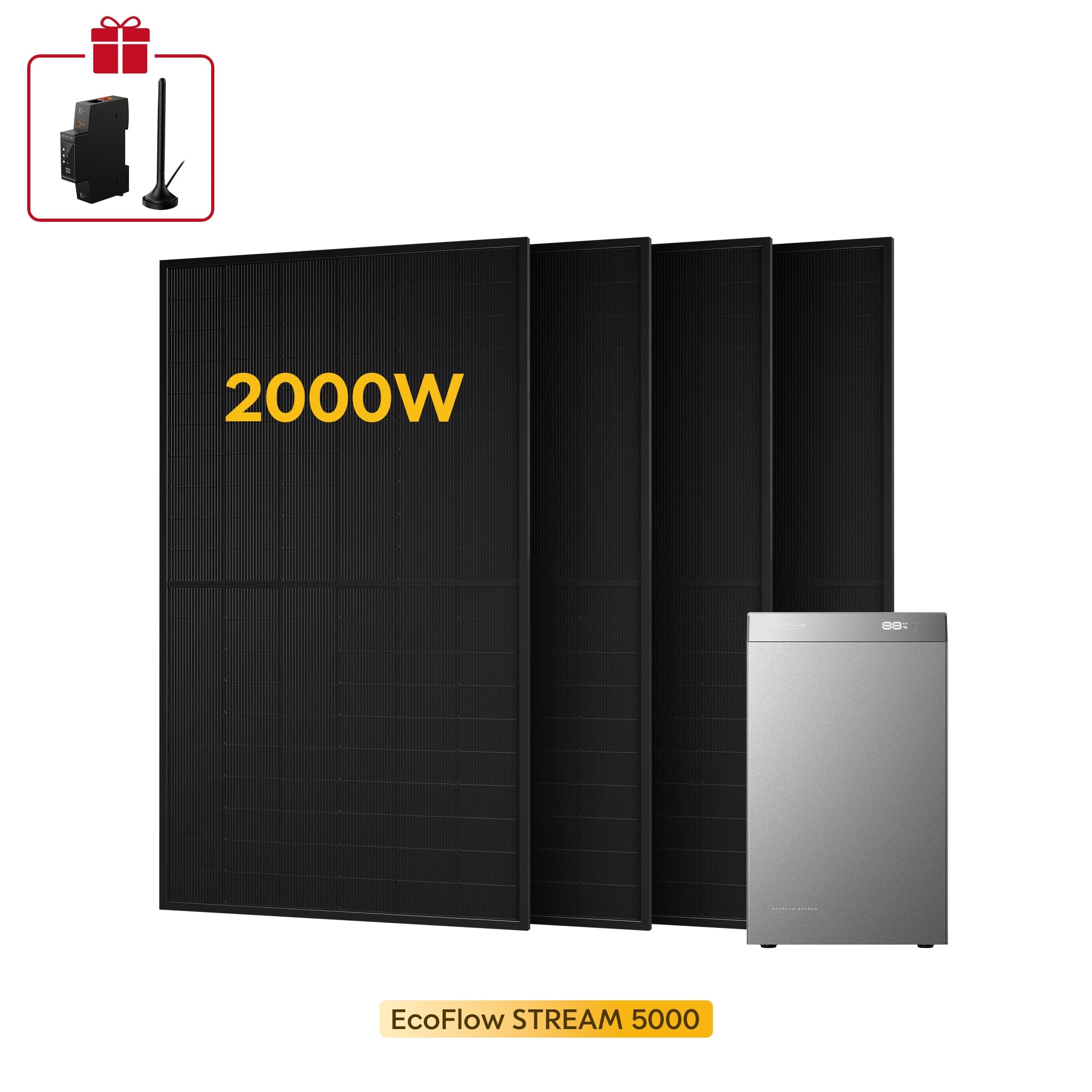 EcoFlow Stream 5000 mit vier bifazialen 500-W-Solarmodulen