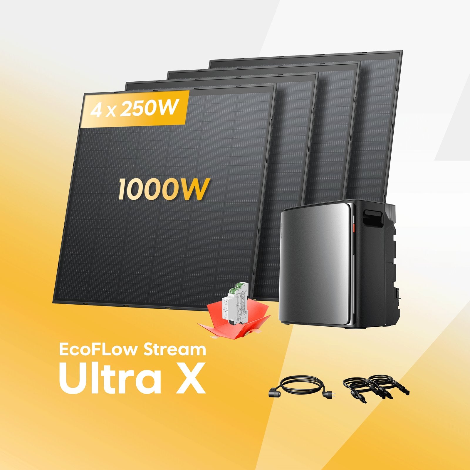 EcoFlow Stream Ultra X mit vier 250-W-Solarmodulen
