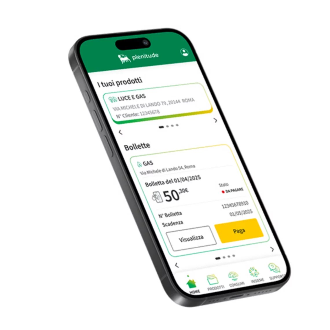 Schermata di un’app per gestire la fibra