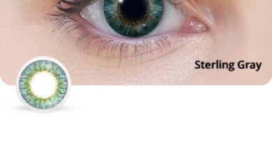 Eye wearing a gray FreshLook Colorblends contact lens