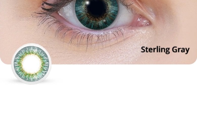 Eye wearing a gray FreshLook Colorblends contact lens