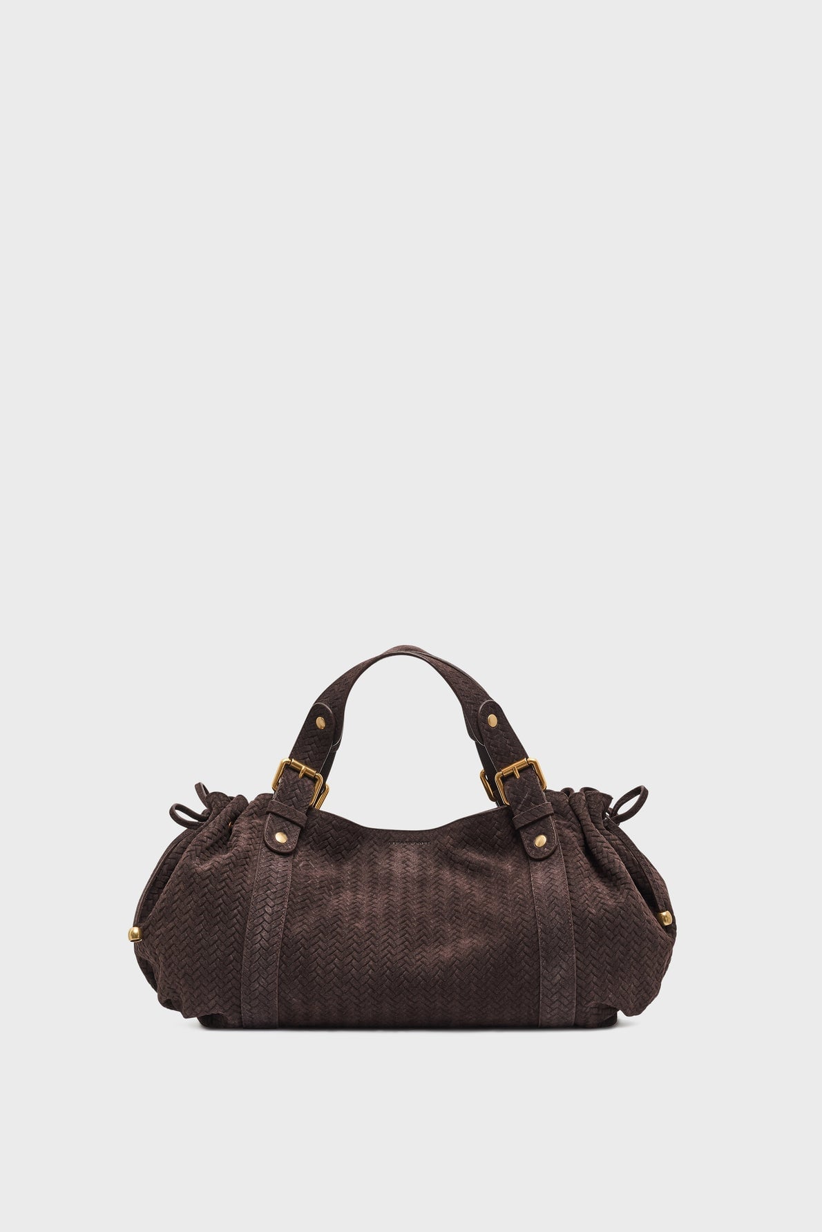 Sac 24H Gerard Darel marron à effet tressé en cuir velours