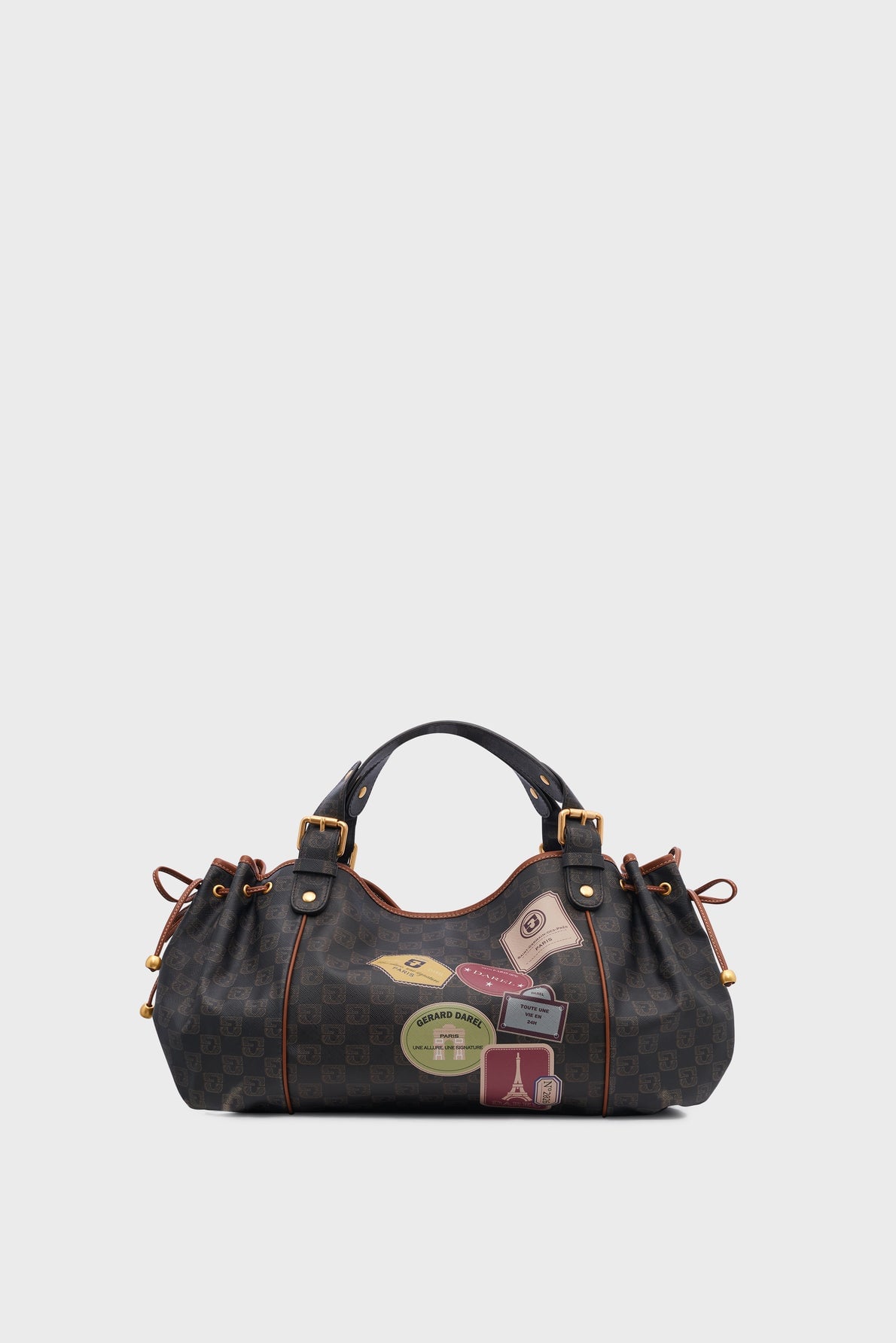Sac 24H Gerard Darel en toile enduite et cuir avec patches