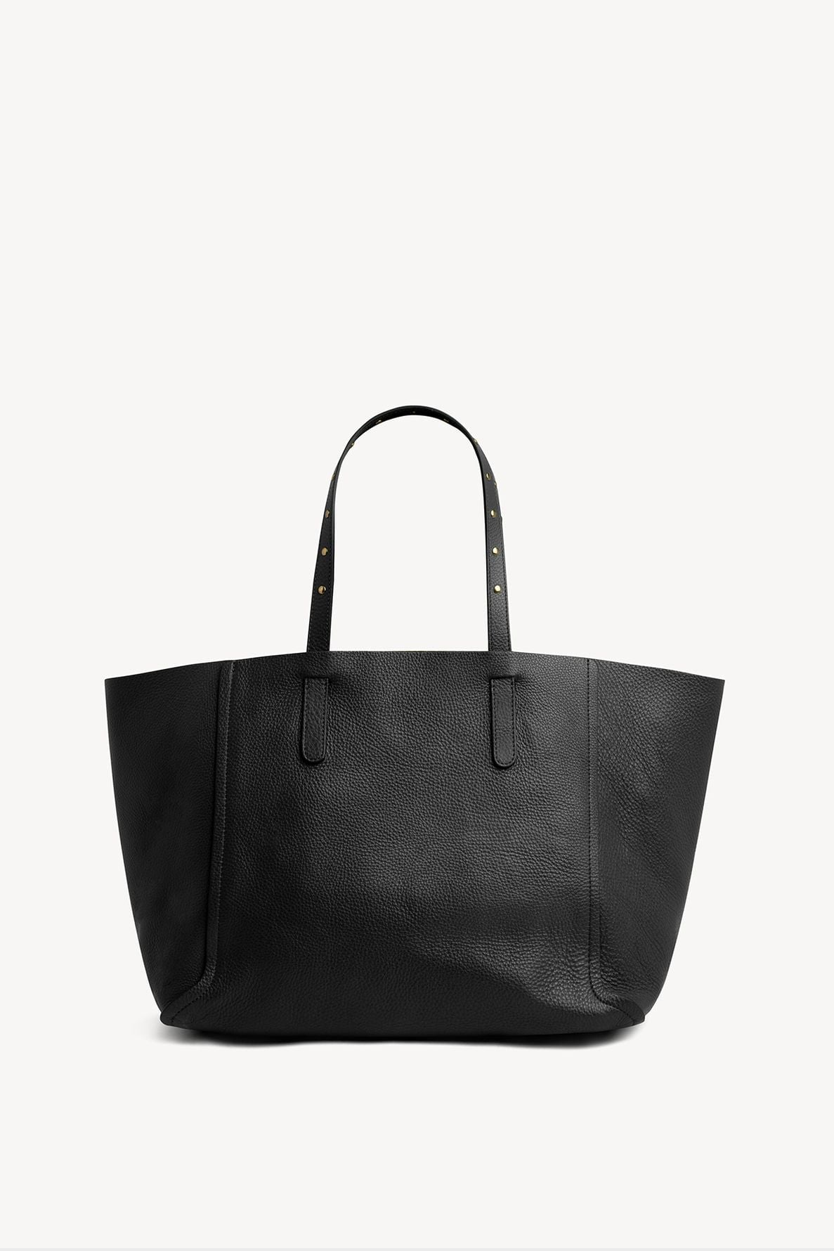 Cabas Simple Two noir avec deux poignées et petits clous métalliques