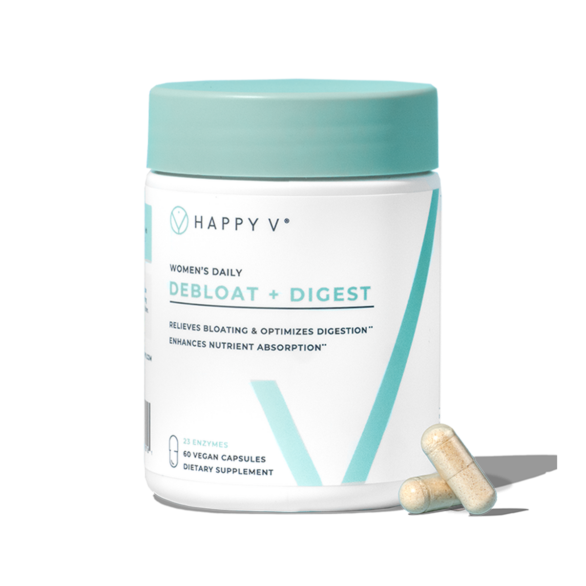 Happy V Debloat and Digest supplement product
