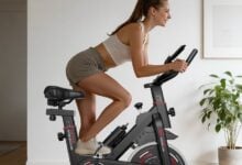 Home Fitness Code exercise bike in a home workout setting