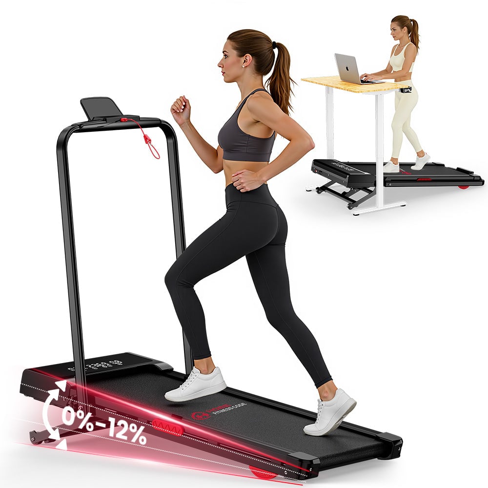 Foldable treadmill side view