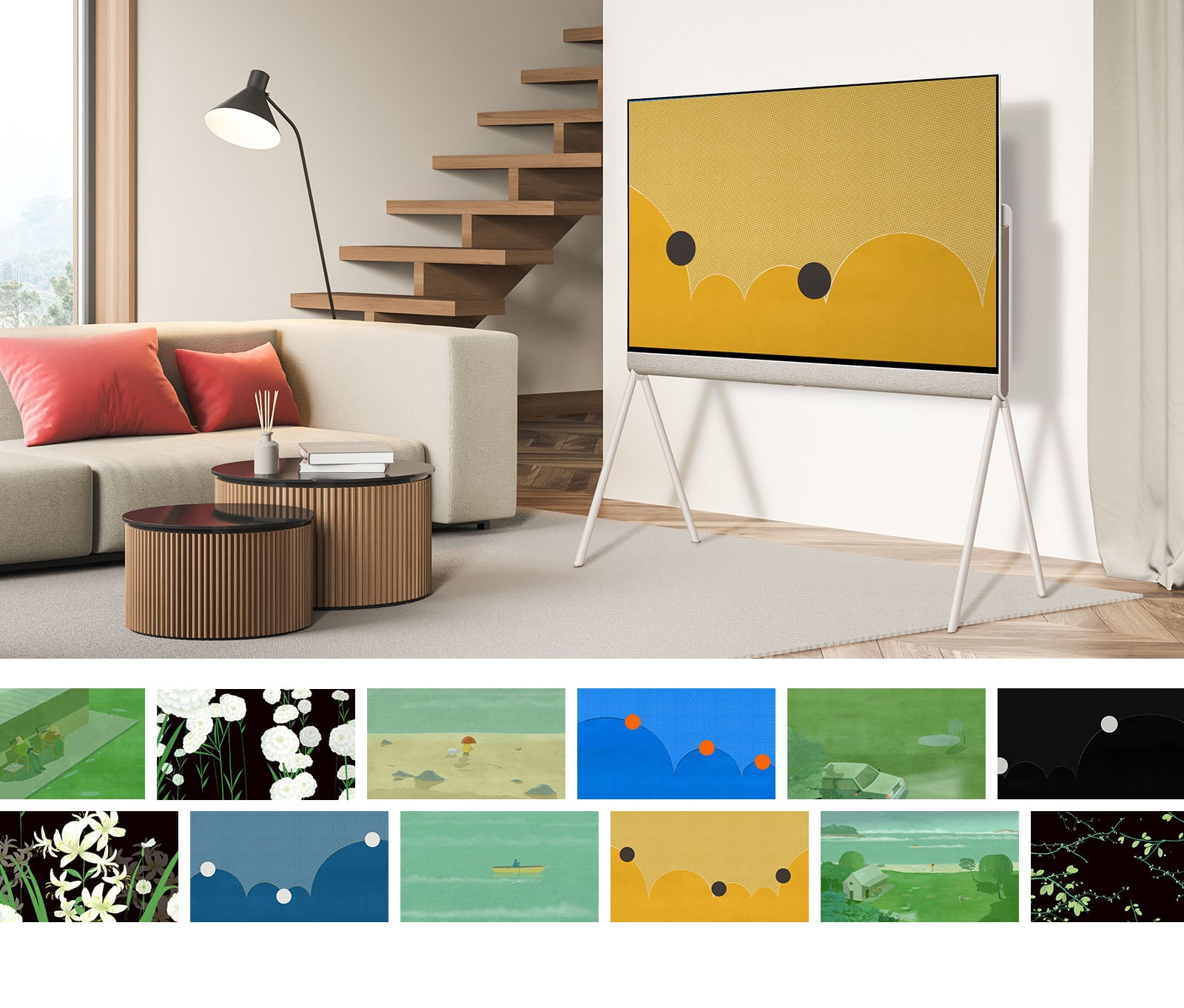 Pantalla LG OLED Objet Collection Posé presentada como pieza de arte