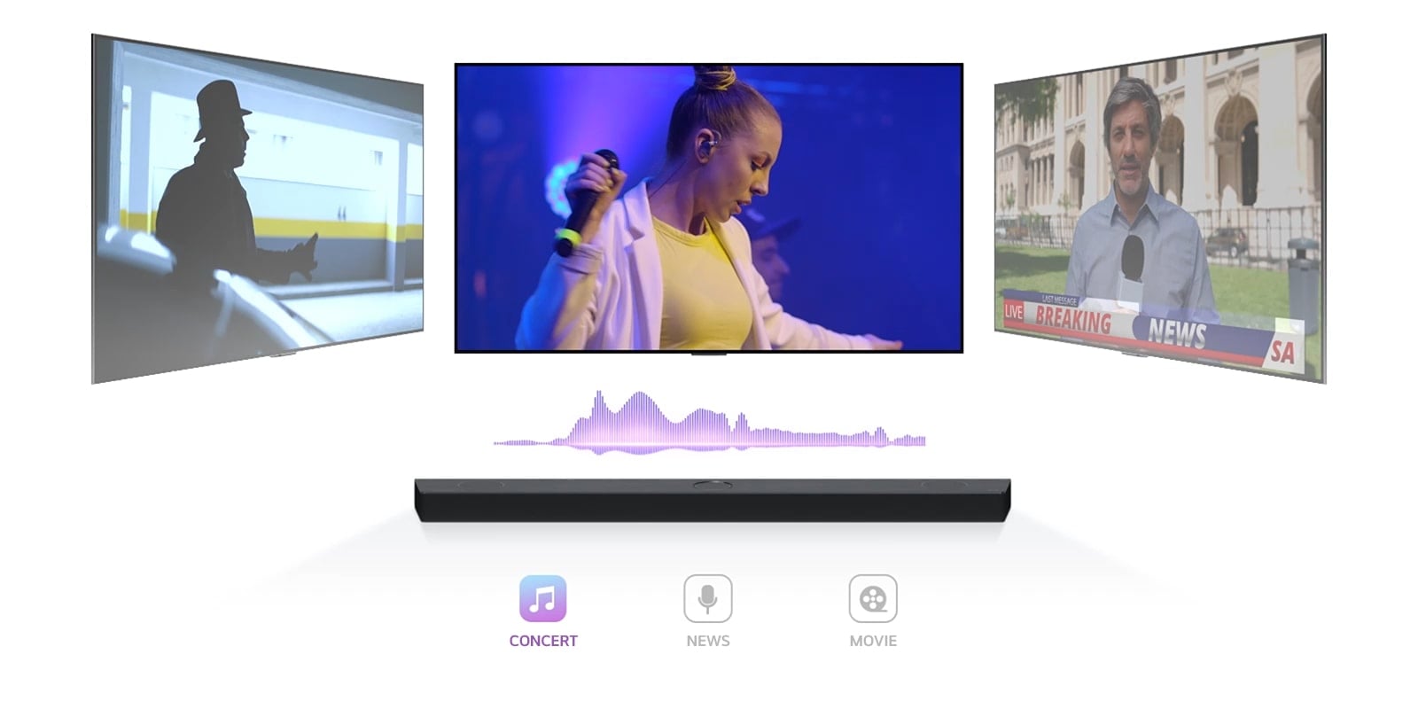 Barra de sonido LG S40T con una pantalla de televisión