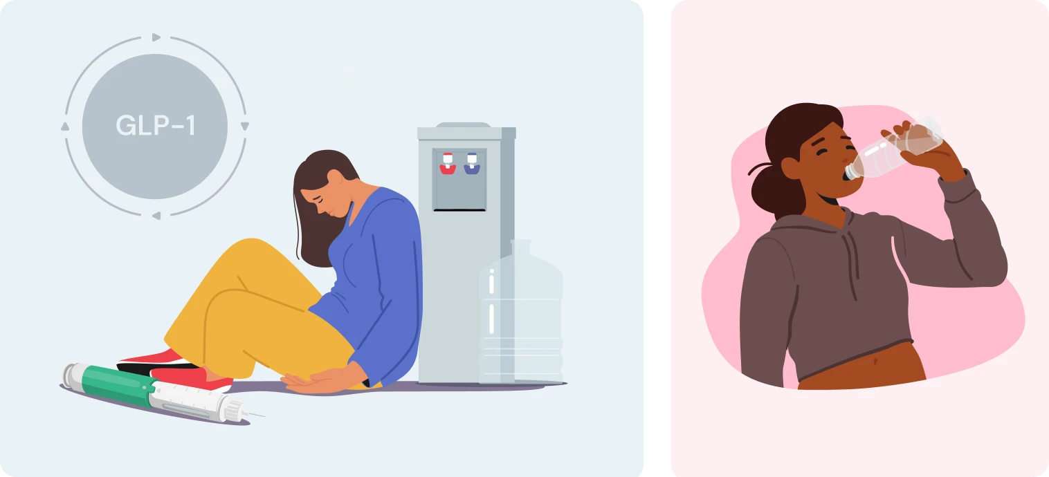 Illustration accompanying PillSorted's dehydration information